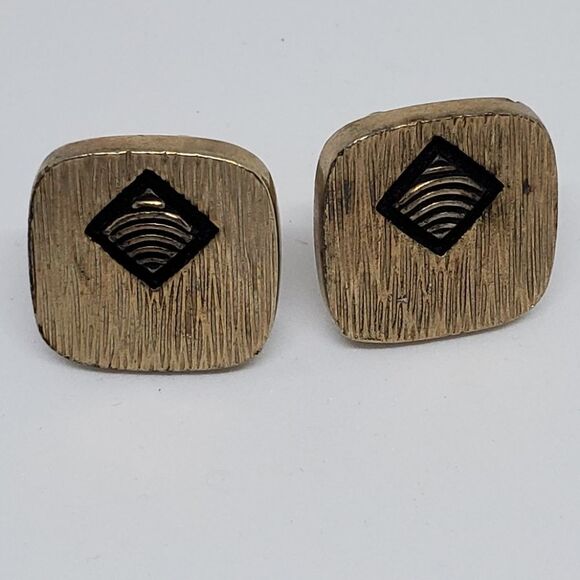 Vintage Gold & Black Cuff Links - Picture 1 of 3